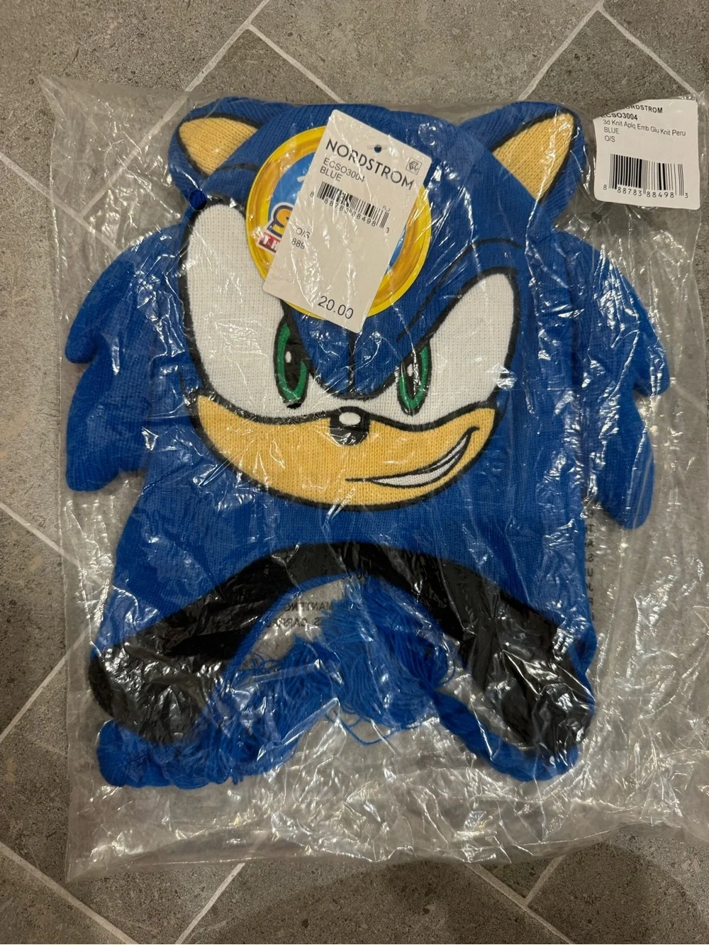 Sonic the Hedgehog Blue Character Knit Hat + Gloves Set (NWT)